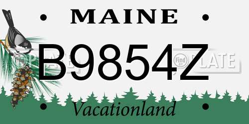 B9854Z Maine License Plate