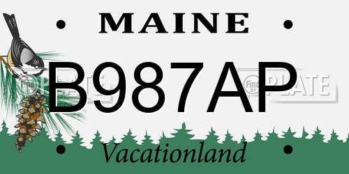 B987AP Maine License Plate