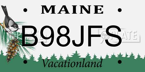 B98JFS Maine License Plate