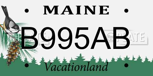 B995AB Maine License Plate