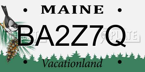 BA2Z7Q Maine License Plate