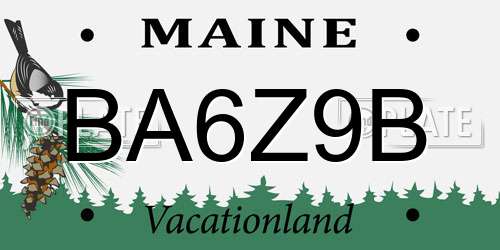 BA6Z9B Maine License Plate