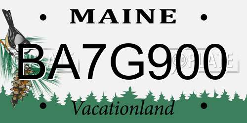 BA7G900 Maine License Plate