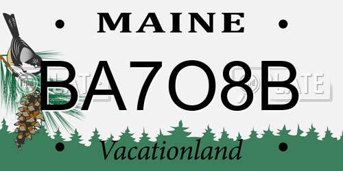 BA7O8B Maine License Plate