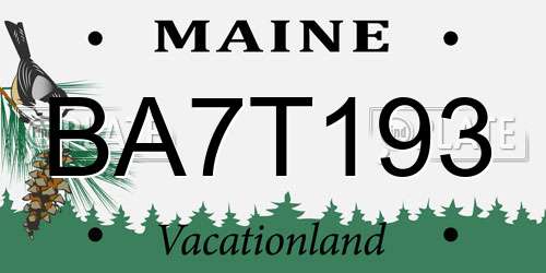BA7T193 Maine License Plate