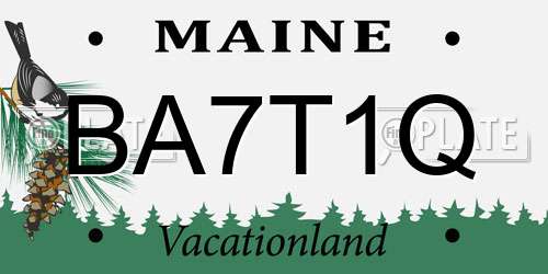 BA7T1Q Maine License Plate