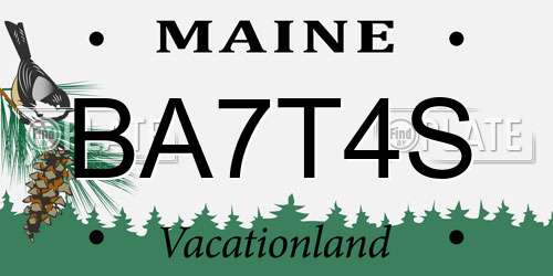 BA7T4S Maine License Plate