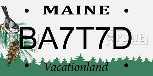 BA7T7D Maine License Plate