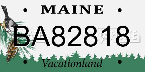 BA82818 Maine License Plate