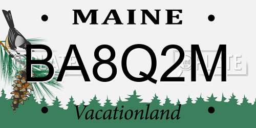 BA8Q2M Maine License Plate