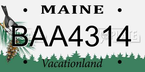 BAA4314 Maine License Plate