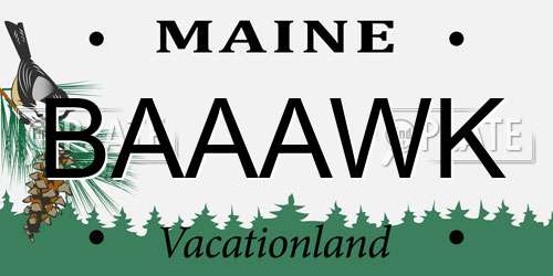 BAAAWK Maine License Plate