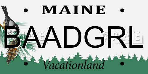 BAADGRL Maine License Plate