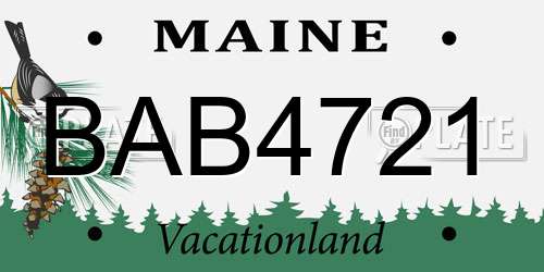 BAB4721 Maine License Plate