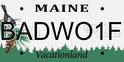 BADWO1F Maine License Plate
