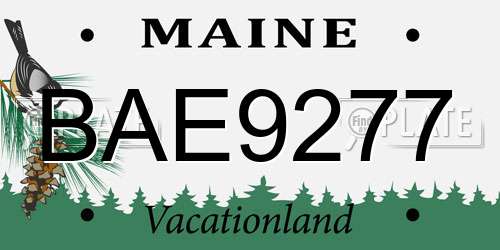 BAE9277 Maine License Plate