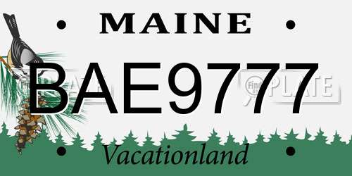 BAE9777 Maine License Plate