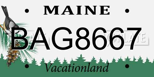 BAG8667 Maine License Plate