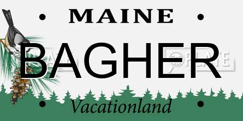 BAGHER Maine License Plate