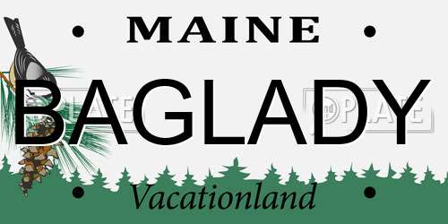 BAGLADY Maine License Plate