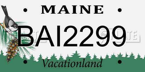 BAI2299 Maine License Plate