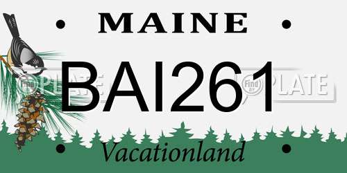 BAI261 Maine License Plate