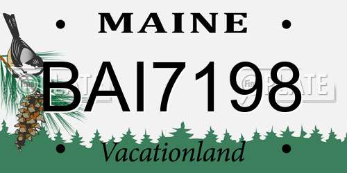 BAI7198 Maine License Plate