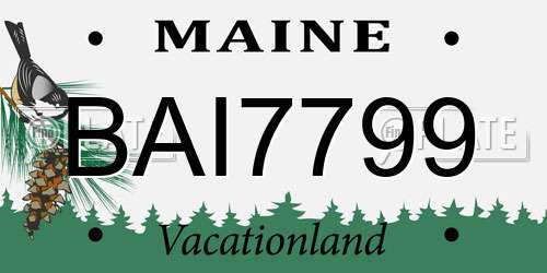 BAI7799 Maine License Plate