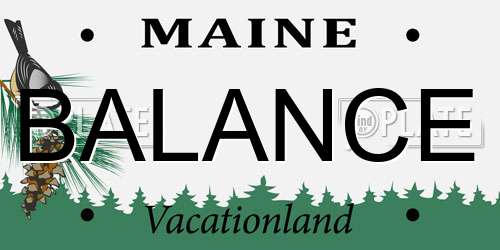 BALANCE Maine License Plate