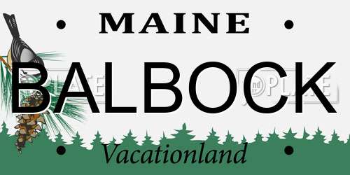 BALBOCK Maine License Plate