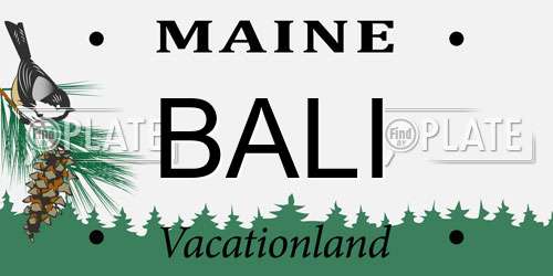 BALI Maine License Plate