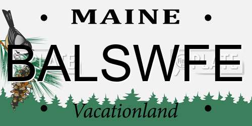 BALSWFE Maine License Plate