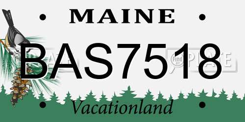 BAS7518 Maine License Plate
