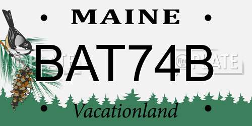 BAT74B Maine License Plate