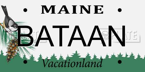 BATAAN Maine License Plate