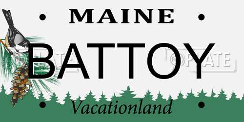 BATTOY Maine License Plate