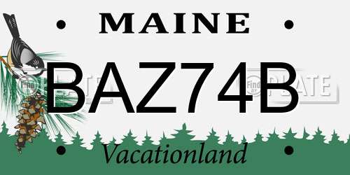 BAZ74B Maine License Plate