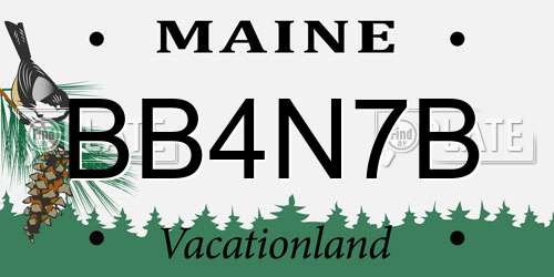 BB4N7B Maine License Plate