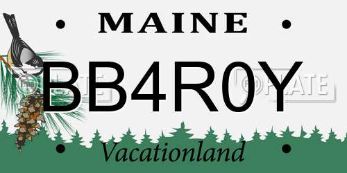 BB4R0Y Maine License Plate