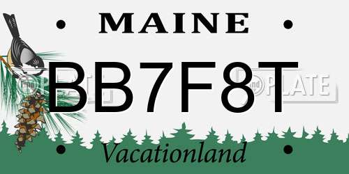 BB7F8T Maine License Plate