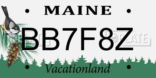 BB7F8Z Maine License Plate