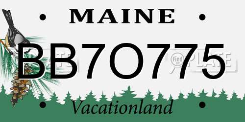 BB7O775 Maine License Plate