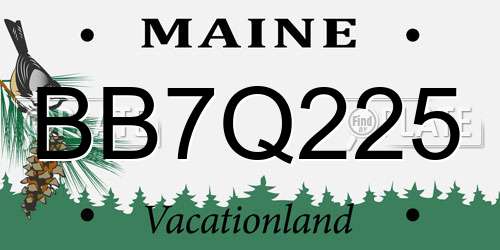 BB7Q225 Maine License Plate