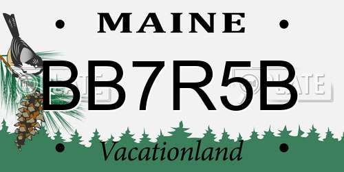 BB7R5B Maine License Plate