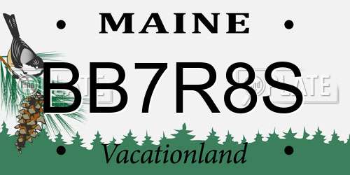 BB7R8S Maine License Plate