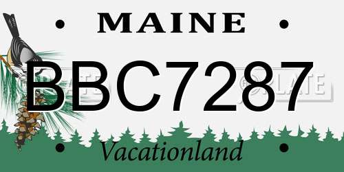 BBC7287 Maine License Plate
