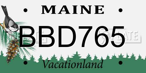 BBD765 Maine License Plate