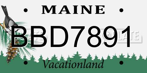 BBD7891 Maine License Plate