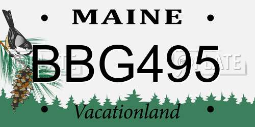 BBG495 Maine License Plate