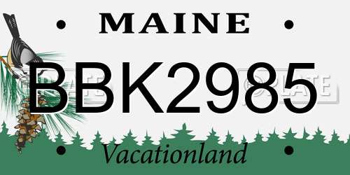 BBK2985 Maine License Plate